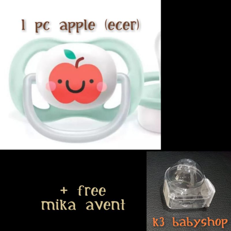 Empeng Avent Orthodontic Soother 0-6bulan star bear pacifier bayi-1 pcs APPLE (ecer)