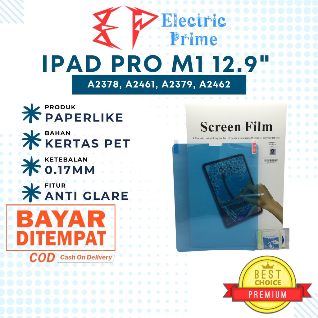 Anti Gores Film iPad Pro 12.9 inch Gen 5th 6th M1 M2 2021 2022 TRIPLEDI Paper Like Screen Protector Anti Glare