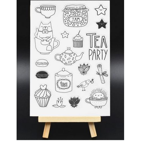 Clear Stamp (Stempel Transparan/Bening) - Tea Party Design