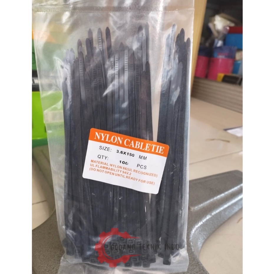 

Kabel tis 3.6 x 150mm isi 100 HITAM / Nylon cable ties 3.6 x 150MM hitam