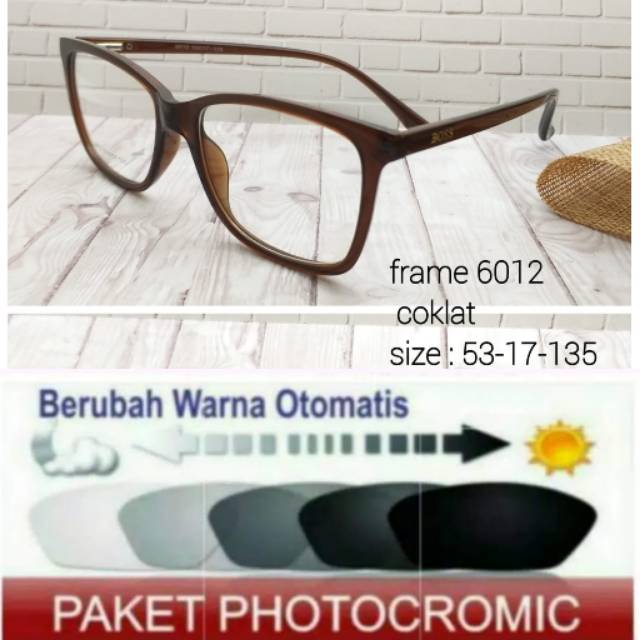 Frame Kacamata Pria Sporty Kaca mata Wanita Free Photocromic / Photogrey Minus plus Anti Radiasi