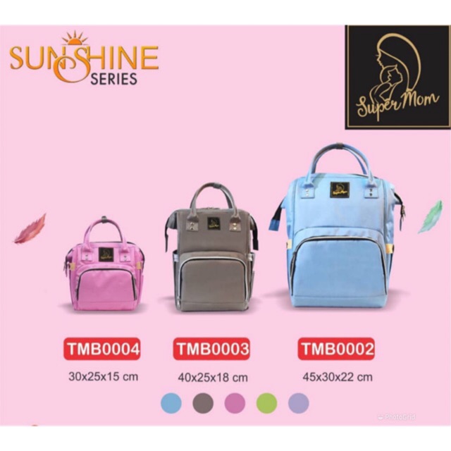 Tas Bayi Supermom Sunshine Series- Tas Popok /Moms Bag/Diaper Bag/Tas serba guna/Perlengkapan Bayi