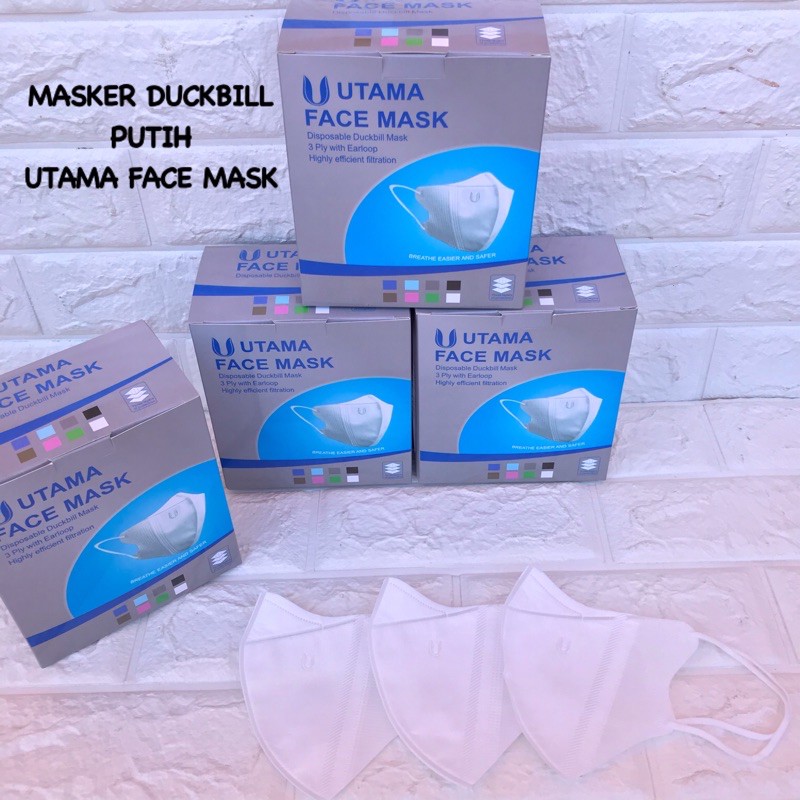 MASKER DUCKBILL UTAMA EMBOS ALKINDO PUTIH / MASKER TERMURAH