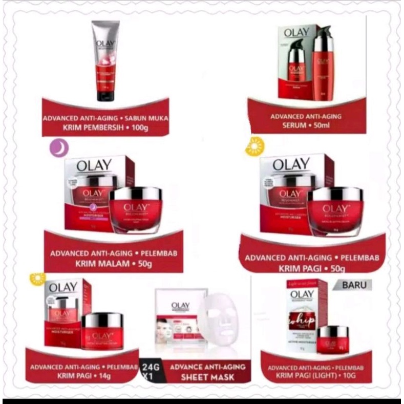 Olay Regenerist Micro-Sculpting Pelembab Anti Aging Day/Night Cream/Serum/Total Effects 10g/12g/20g