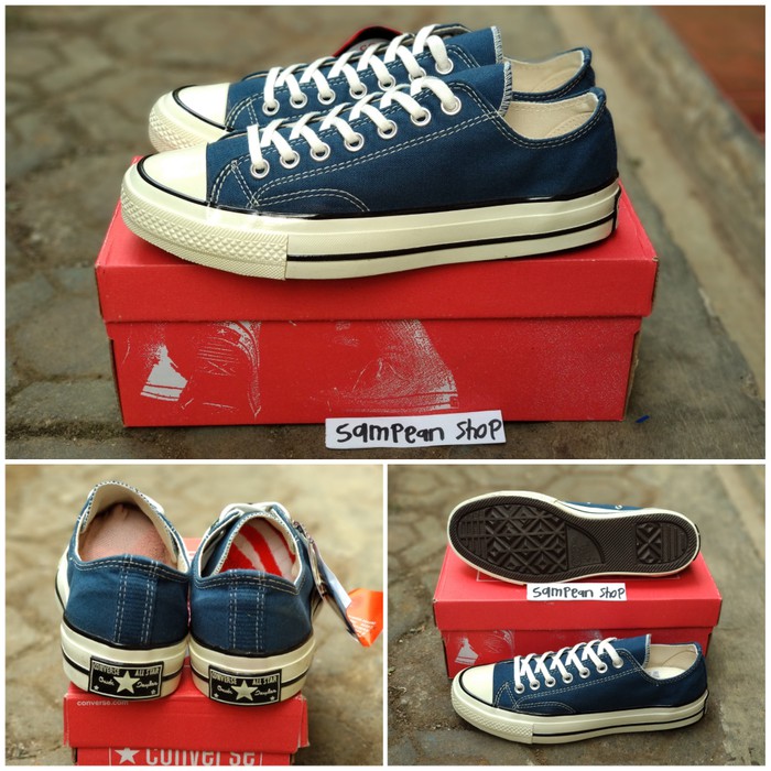 Sepatu Converse 1970S 70S Low Navy Blue White Original Premium Import