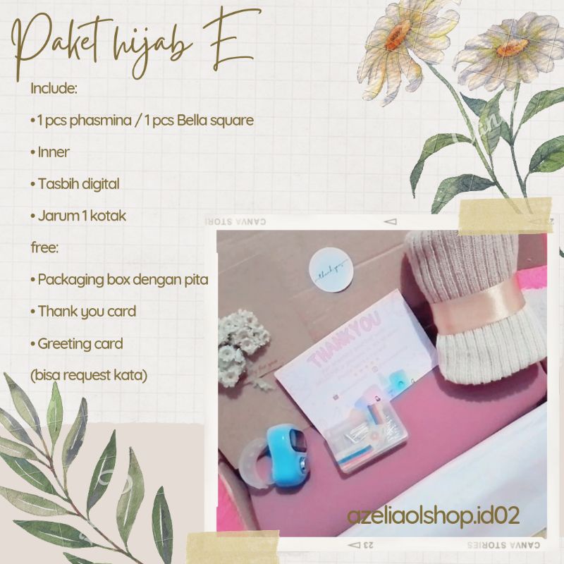 

HAMPERS HIJAB PHASMINA & BELLA SQUARE / HAMPERS HIJAB WANITA / HAMPERS ULANG TAHUN / GIFT BOX BIRTHDAY / HAMPERS WISUDA / HAMPERS MURAH