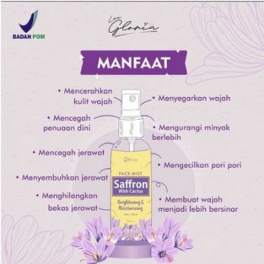 ⭐ BAGUS ⭐ LEA GLORIA TONER / FACE MIST SAFFRON WITH CACTUS 100ml BPOM | Jicama Greentea Lemon Rose