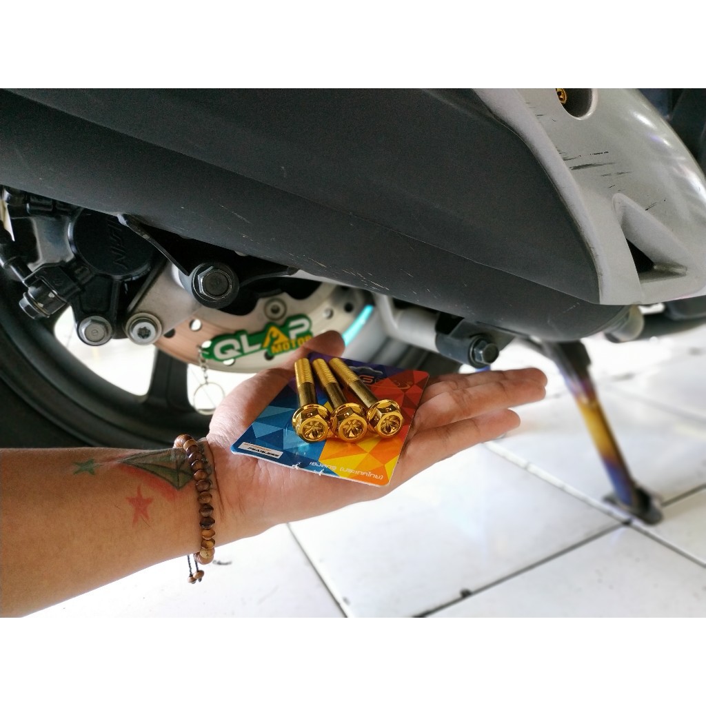 Baut Stainlees Gold Set Knalpot PCX