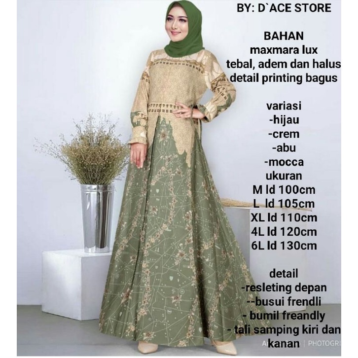 baju gamis wanita dress muslim terbaru bisa COD  gamis maxmara Lux realpict dan sesuai deskrips baju