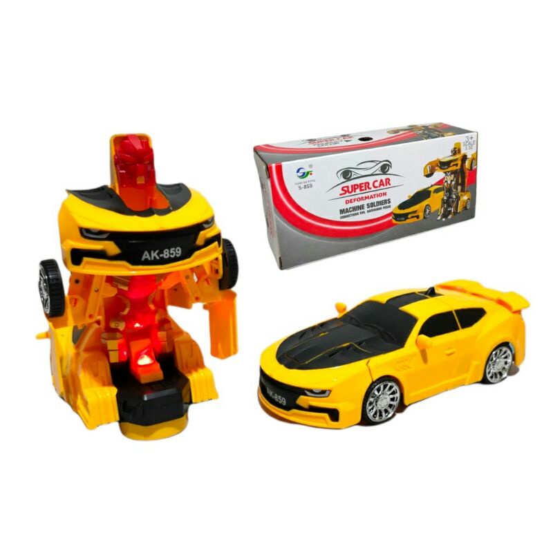 Mainan Mobil Robot Optimus Prime Bumblebee suara robot dan led