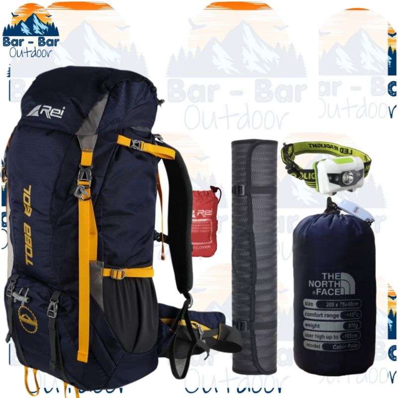 Paket Perlengkapan Peralatan Outdoor Tas Gunung Tas Outdoor Carrier Arei Rei Toba 60L