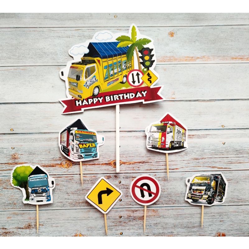 hiasan dekorasi kue cake topper ulang tahun karakter Truk Oleng Truck Oleng