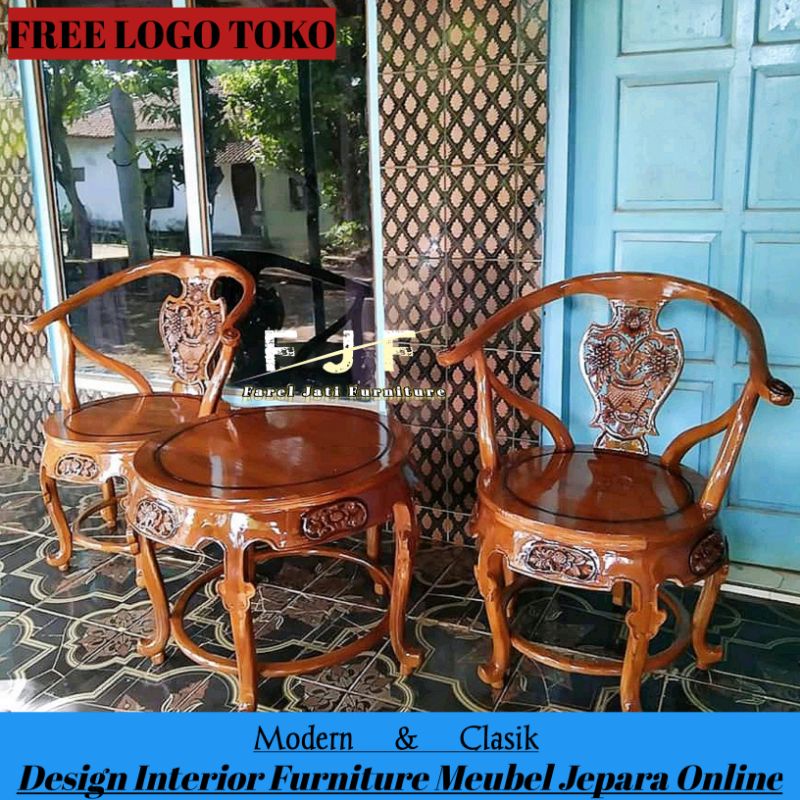 Kursi Teras Kursi Taman Unik Ukir Kayu Jati Minimalis Modern