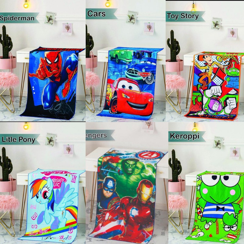 PROMO Handuk Karakter Bahan Microfiber Mudah Menyerap 70cm X 170cm Handuk Anak LARIS_UNIK