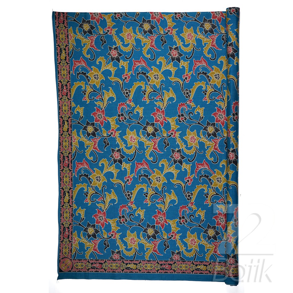 KAIN BATIK PREMIUM Bahan Katun Motif Kembang Warna Biru Tosca Toska Kuning Merah 723080 Cap 72 Jarik Jarit Samping Kebat Panjang Batik Katun Modern Premium Bahan Seragam Batik Pernikahan Kantor Keluarga Murah Kamen Jadi Batik Bali Lembaran