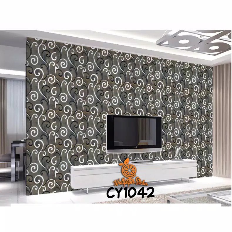 WALLPAPER STIKER DINDING RUMAH BATIK COKLAT WPS185 WALPAPER WOLPEPER TEMBOK RUANG TAMU KAMAR DAPUR