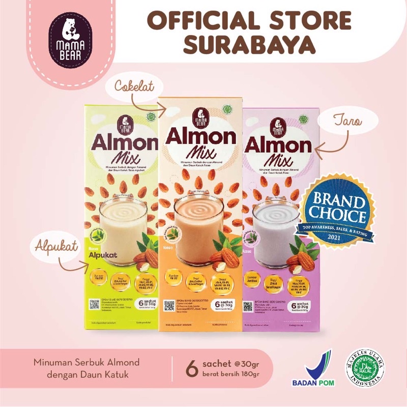 MamaBear Almon Mix Less Sugr Susu Almond + katuk ASI Booster Mama Beara