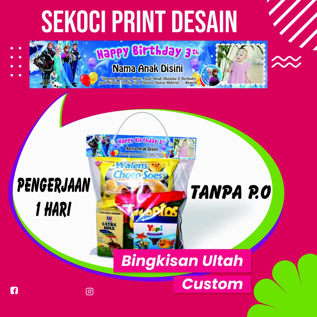 

tas tenteng plastik label ulang tahun anak custom tas Snack ulang tahun terbaru