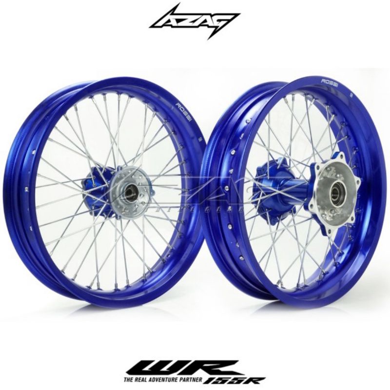 VELG SET YAMAHA WR 155 TROMOL WILWOOD FULL BLUE RING ROSSI 17/300-17/350 H36 BIRU