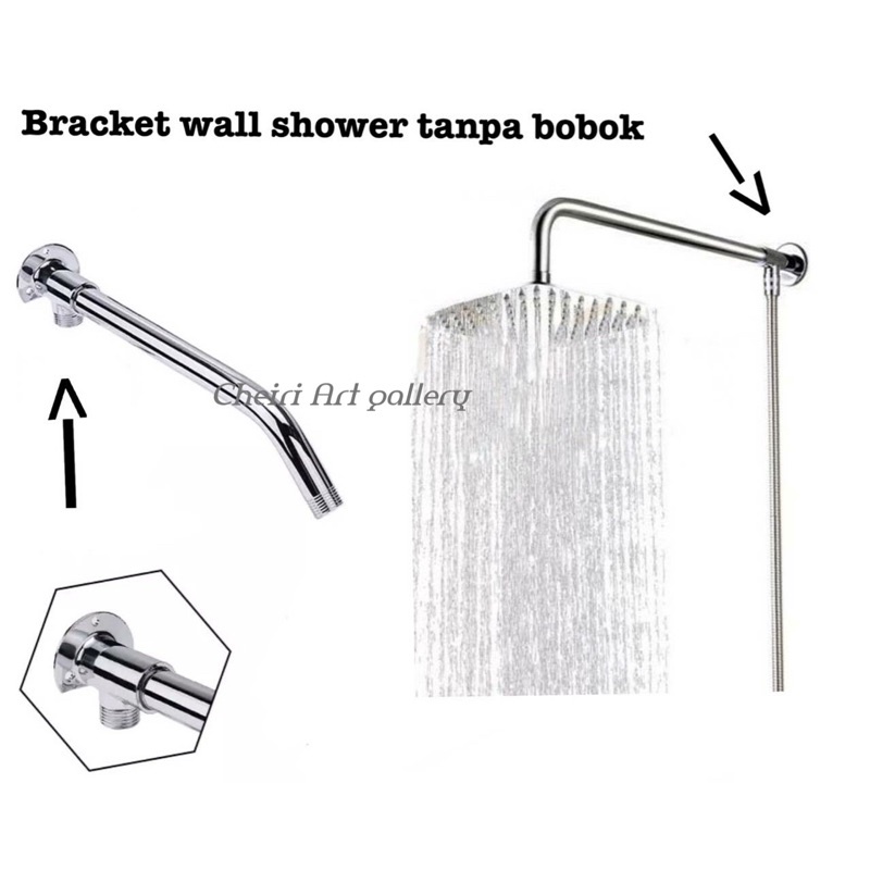 Bracket wall shower tanpa bobok/ Nepel T wall shower / sambungan pipa kran tanpa bobok instalasi lua