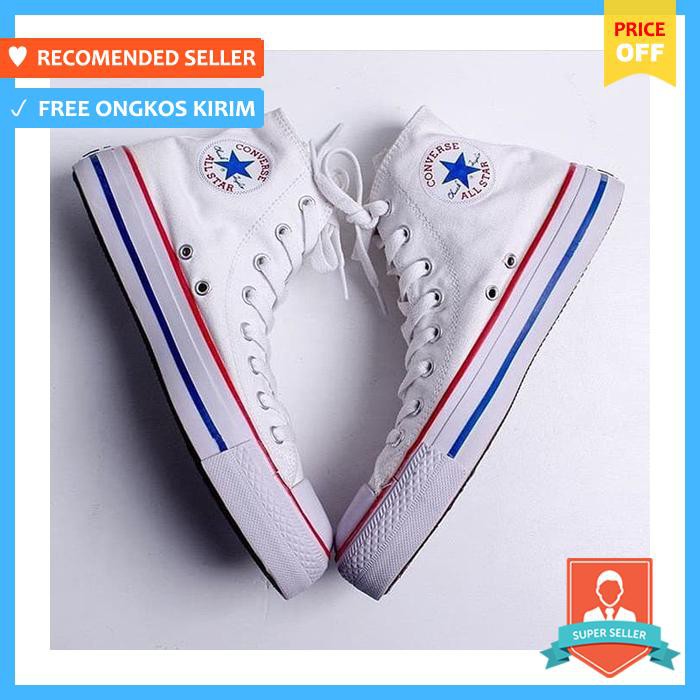 Sepatu Converse All Star High White List Merah Grade Ori  - Sepatu Pria - Sneakers Pria