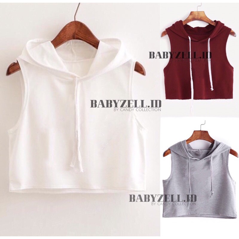 VEST HOODIE WANITA CROP TANPA LENGAN VEST WANITA TEBAL ALLSIZE FIT TO XL