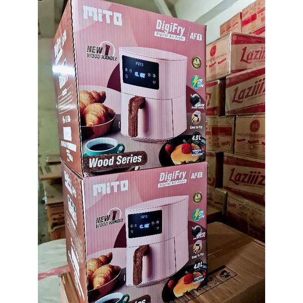 MITO DIGITAL AIR FRYER AF1 PINK WOOD HANDLE FREE BUBBLEWRAP