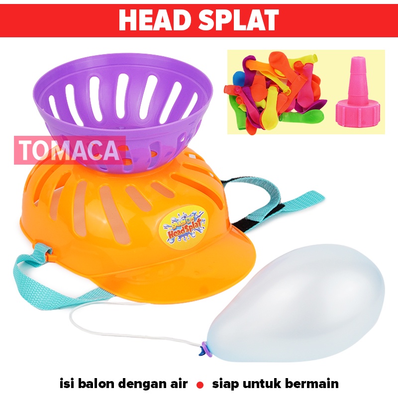 Mainan Anak Game Challenge Head Splash Out Permainan Tantangan Topi Helm Lempar Tangkap Balon Air