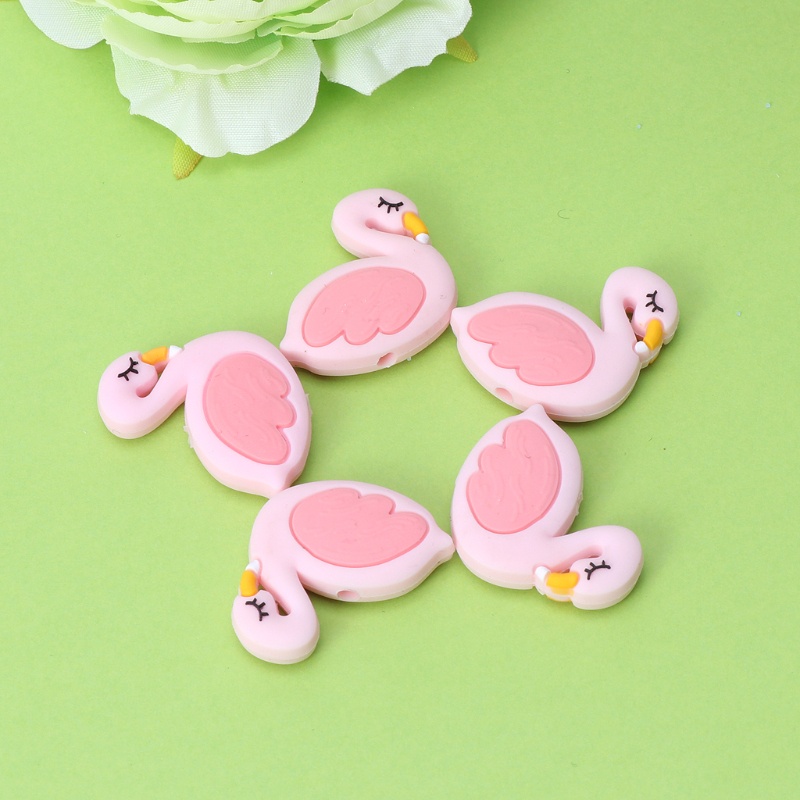 Mary Mainan Teether Bayi Bentuk Flamingo Bahan Silikon Untuk DIY Perhiasan