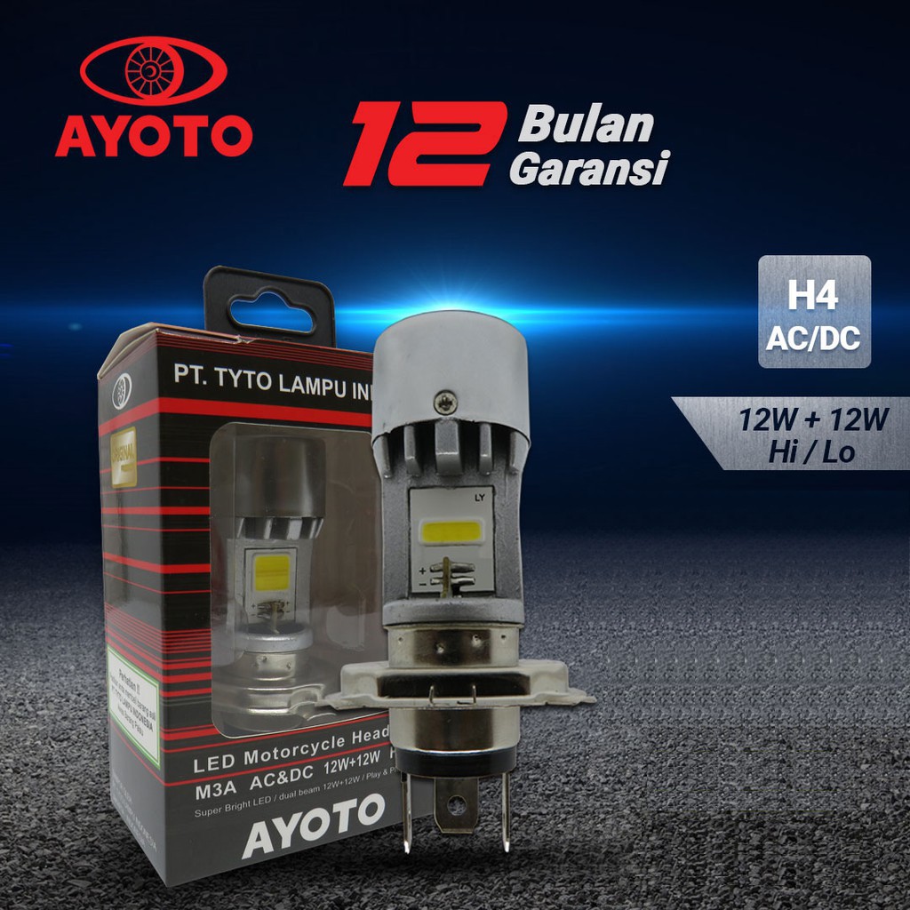 Lampu motor depan headlamp LED AYOTO H4 AYOTO AC DC M3A (12bulan garansi)