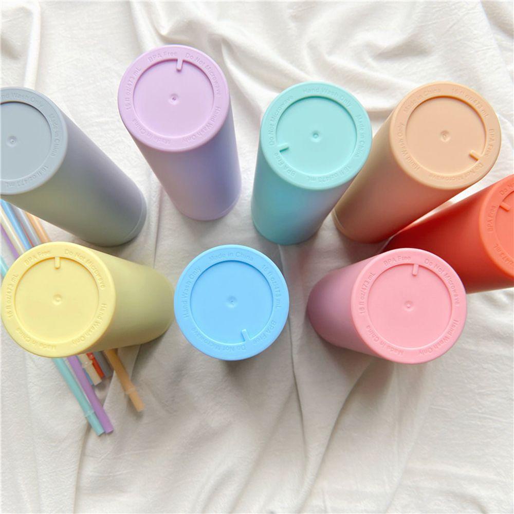 R-FLOWER Botol Air Minum Travel Gendong Dengan Tutup Pipet Suction Straw Cup