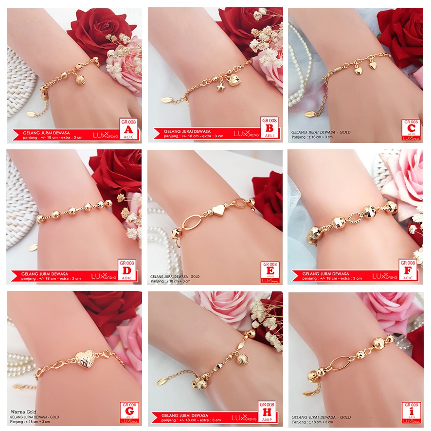 GR 008 Gelang Tangan Jurai Charm Bola Boba Perhiasan Lapis Emas Imitasi Aksesoris Korea Love Cinta Gelang Xuping Gold Luxx Xuping