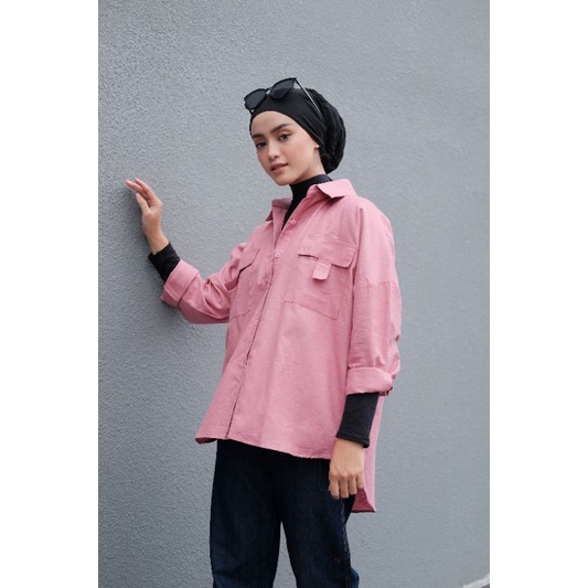 Kemeja Oversized by Keenanthi / Oversized Kemeja / Kemeja Saku / Kemeja Linen / Kemeja Fuschia / Kemeja Khaki / Kemeja Turkish / Kemeja Pink