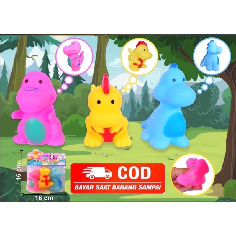 MAINAN ANAK DINOSAURUS KECIL isi 3pcs KARET PENCET BUNYI SH 303