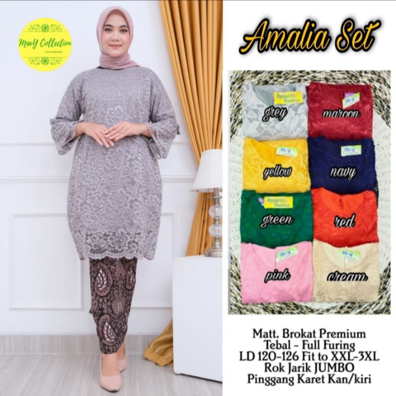 Setelan Rok & Kebaya | Brokat Premium Tebal Full Furing | Ld 120-116 Fit XXL-3XL | Rok Jarik JUMBO