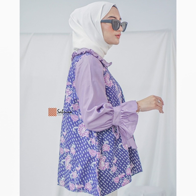 Hanna Rintik Series Blouse Atasan Batik Kantor Kerja Wanita Modern Kekinian Cap Katun