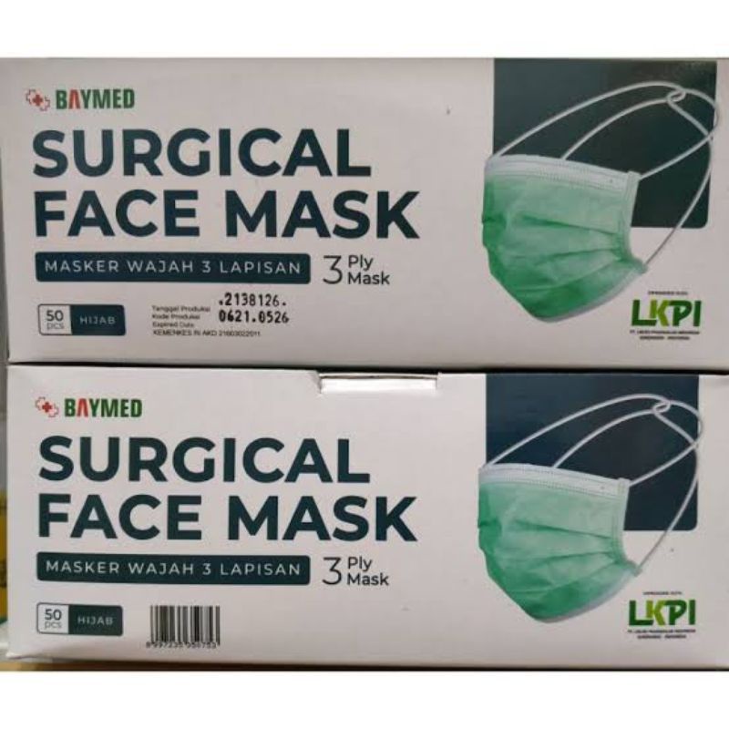 Masker surgical 3ply Hijab/ Surgical Face Mask Hijab Baymed/ Masker Hijab 3 Play 50 Pcs Baymed