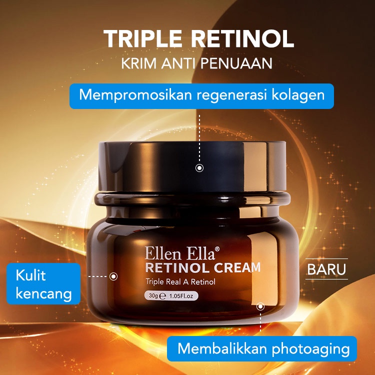 【Stok tersedia, tiba dalam 3 hari】ELLEN ELLA Trible Retinol Set Krim Wajah Kolagen + Serum Wajah + Masker Niacinamide + lotion retinol + krim vitamin c + serum vit c Anti Penuaan Pemutih Memperbarui Kulit Mengurangi Garis Halus Keriput memajukan retinol