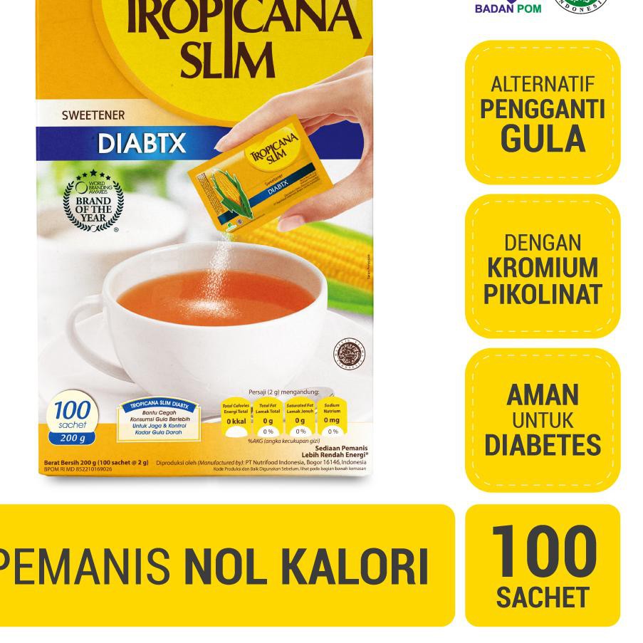

[KODE BARANG 627] Tropicana Slim Sweetener Diabtx 100 Sachet - Pemanis untuk Diabetesi TERBARU!!!