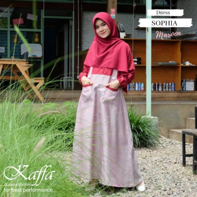 Shopia Dress Maroon by Kaffa Busana Muslim