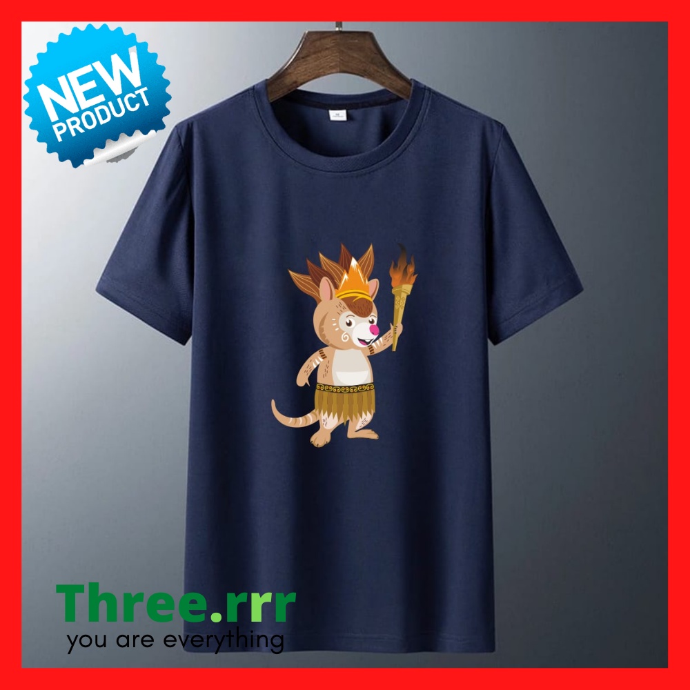 Baju kaos atasan pria wanita cowok cewek MASKOT PON PAPUA 2021 biru dongker termurah tebaru terlaris