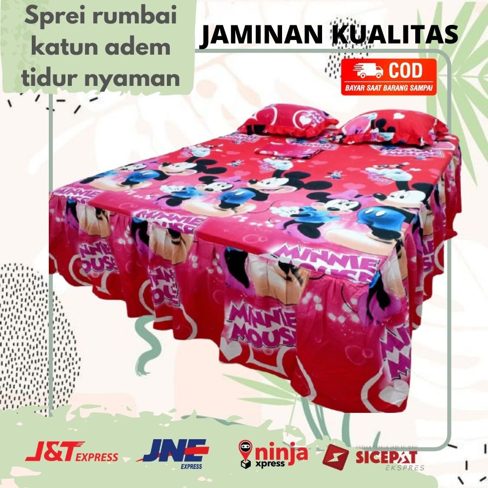 sprei rumbai karakter hello kitty HK mickey mouse kerropi Spongebob seprei rempel180x200 160x200