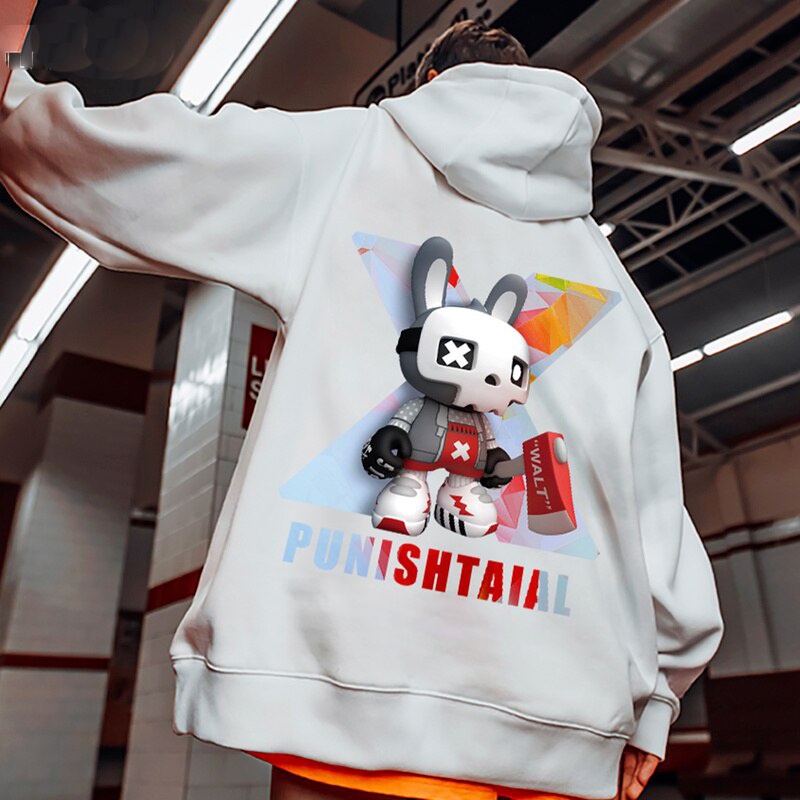 Jaket Sweater Hoodie PUNISHTAIAL Estetik Putih Jepang Pria Wanita jumpper Hoodie polos Kualitas Dist