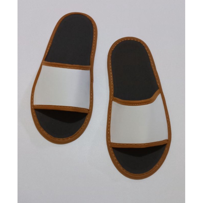 COSTUM SABLON SANDAL LANTAI /HOTEL # SLIPPERS SEPOND 4 ML MIN ORDER 100 PASANG-Hitam list coklat