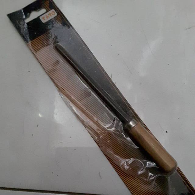 Kikir  tayo press + gagang kayu kikir besi gagang bulat panjang 4 inch