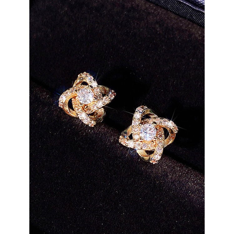 Anting Tusuk Gantung Hias Cubic Zirconia Untuk Pengantin Wanita