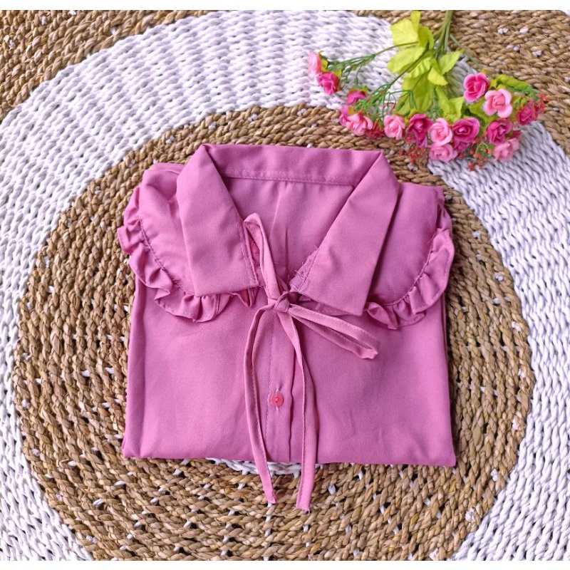 Blouse Wanita/ Atasan Wanita Korean Pita  / Mendy Blus Wanita Polos / Kiko Blouse Crinkle Polos busui tali pita