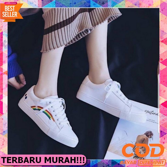 Sepatu Wanita Import Branded Putih Original 100% Sepatu Wanita Terbaru Kekinian Sneakers Import Kore