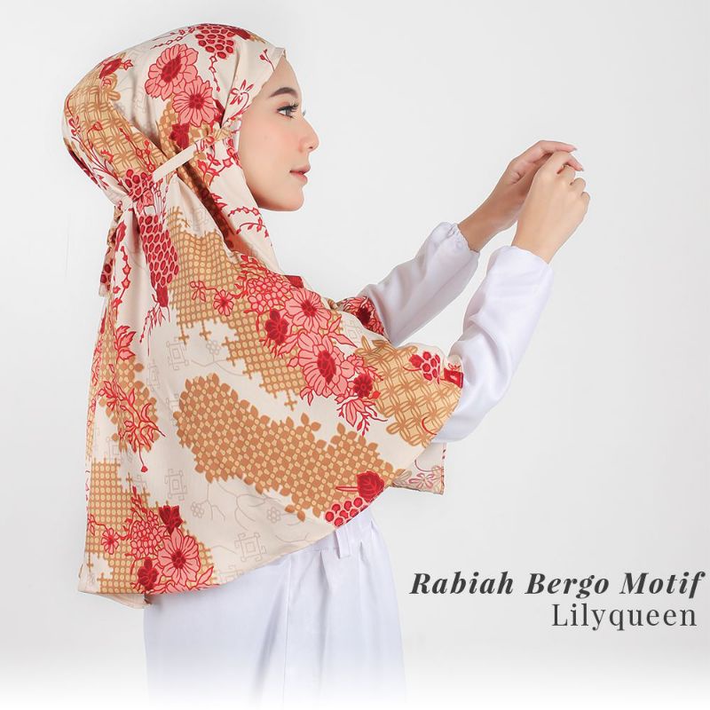 kerudung bergo motif/hijab instan motif/bergo premium bahan maxmara import/hijab sehari-hari-Lilyqueen