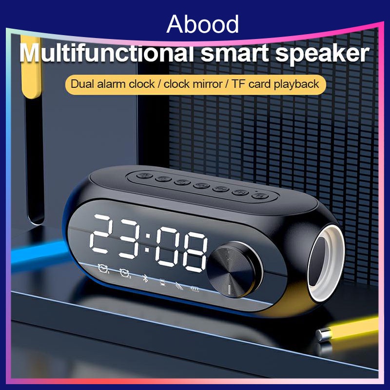 s8 wireless bluetooth speaker super bass stereo hifi audio subwoofer alarm clock spiker smart bloeto